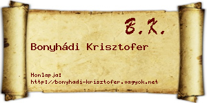 Bonyhádi Krisztofer névjegykártya